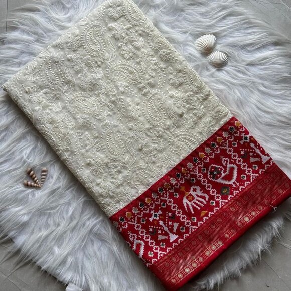 chikankari lucknow embroidered-saree - Picture 16 of 16